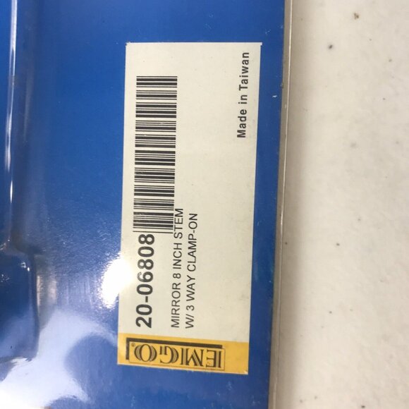 Emgo Motorcycle Mirror 8 Inch Stem w/ 3 Way Clamp-On Part No. 20-06808 - Picture 2 of 6